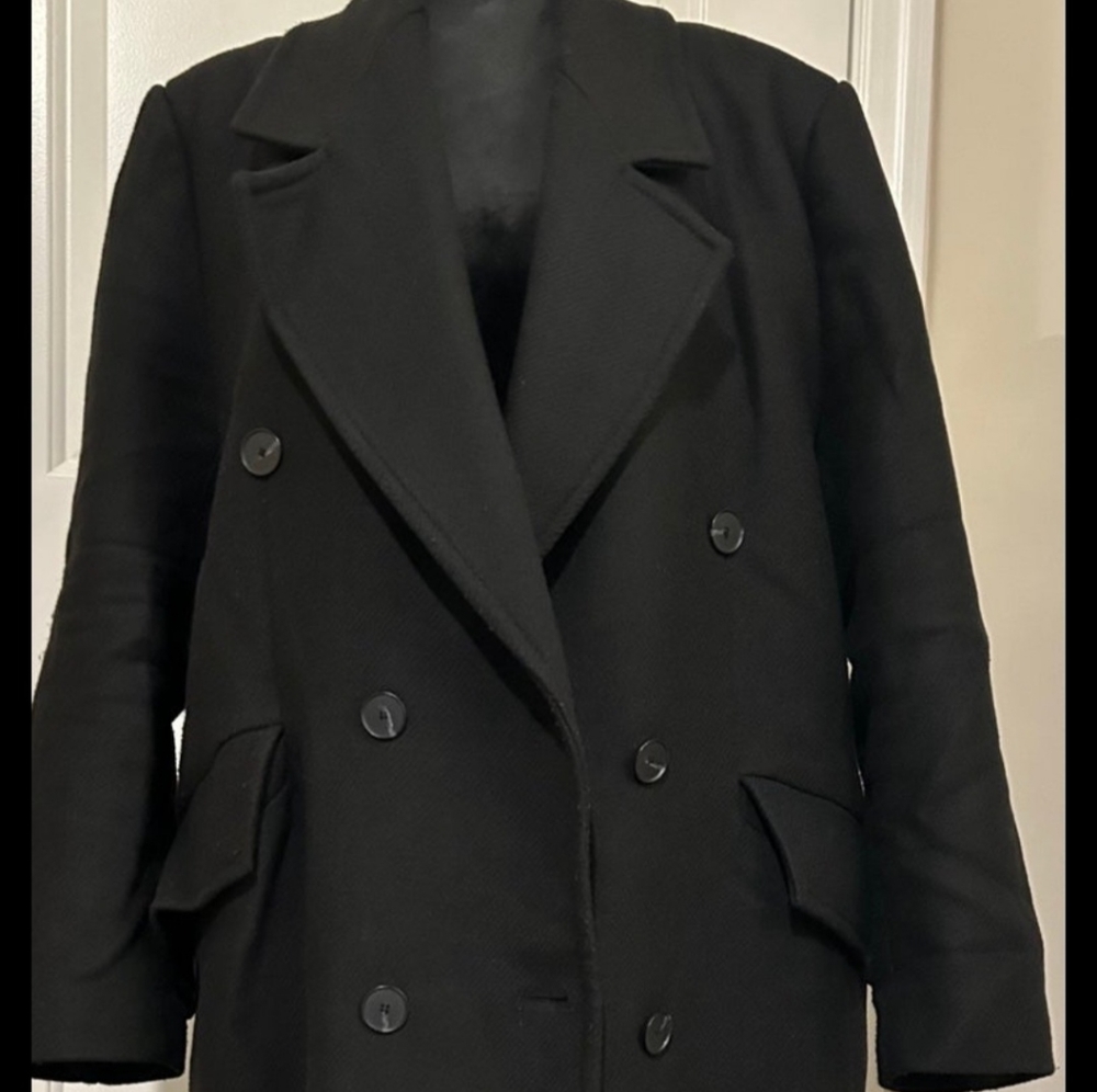 Zara Double Breasted Wool Blend Coat